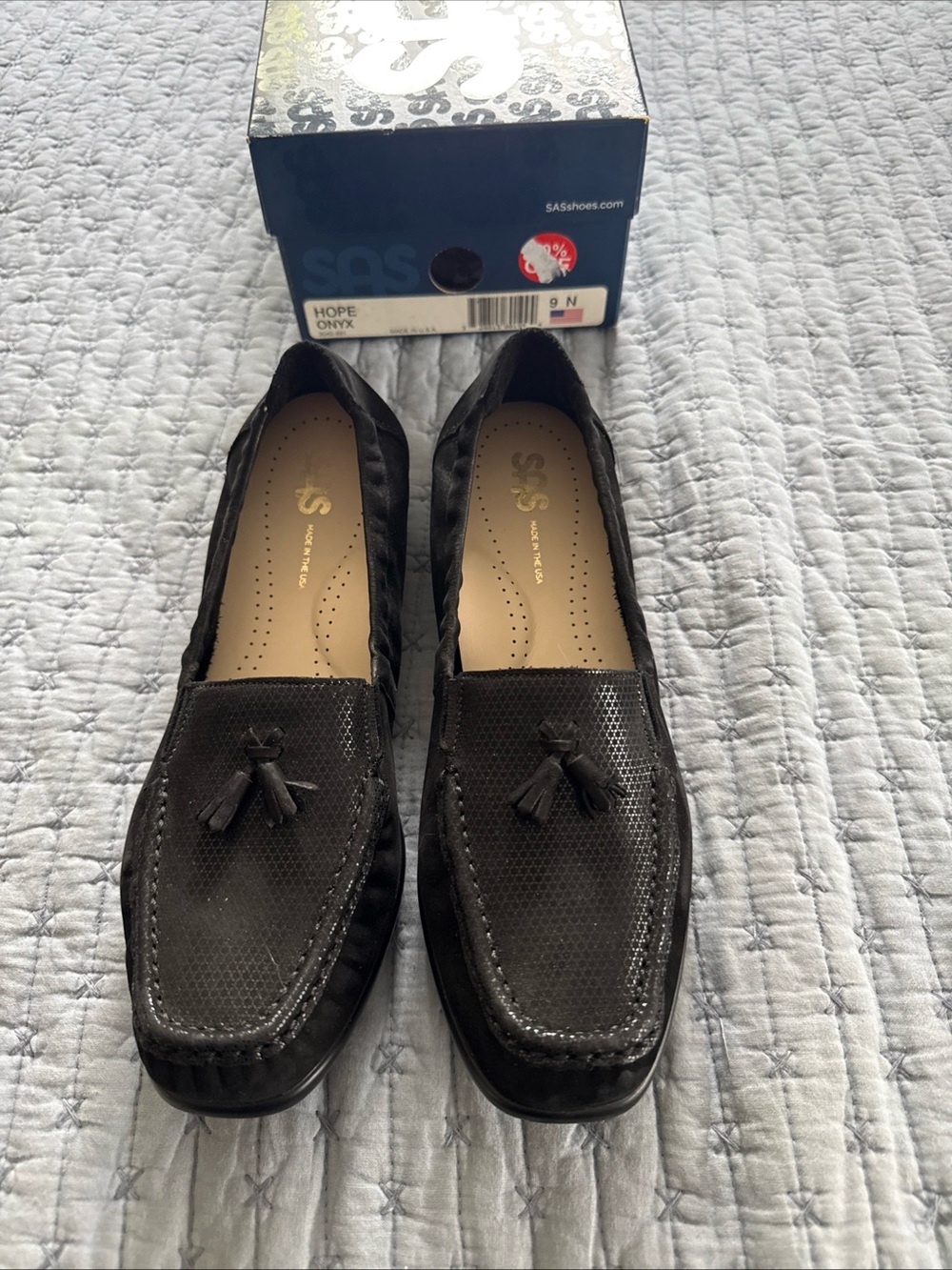 SAS Women’s  Onyx Black Tassel Slip-On Loafers 9 N